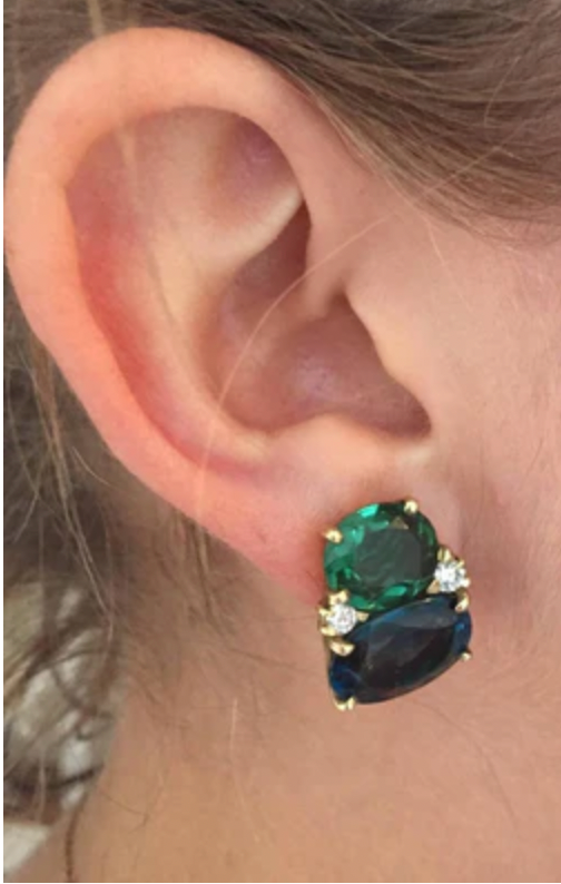 Large GUM DROP™ Earrings with Cabochon Turquoise and Diamonds