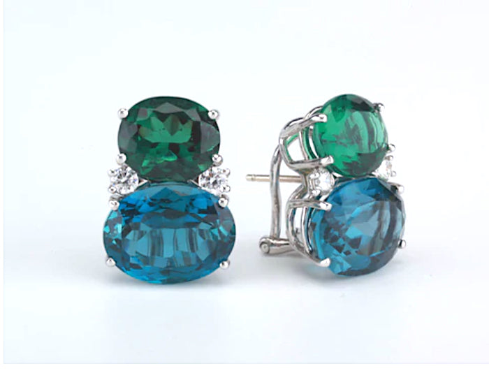 Medium GUM DROP™ Earrings with Iolite and Blue Topaz and Diamonds