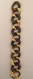 Elegant Alternating Yellow Gold and Ebony Wood Curved Link Bracelet