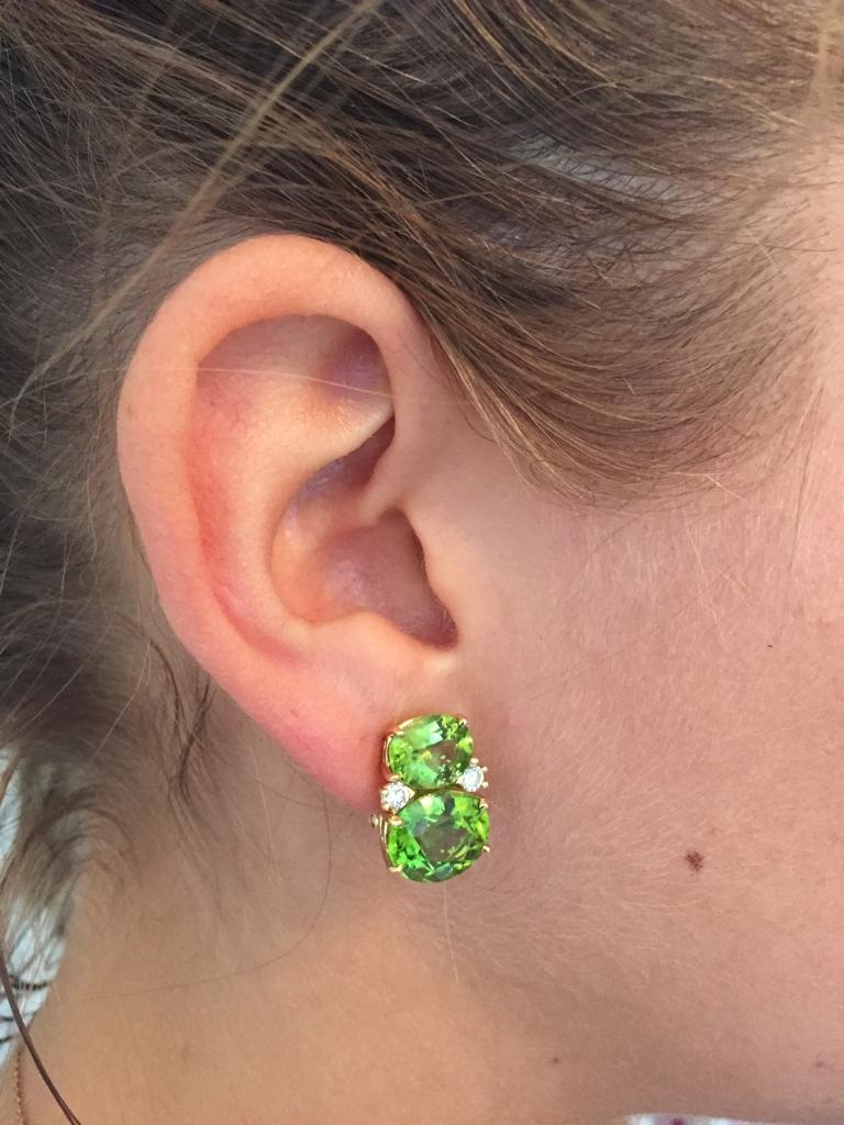 Medium GUM DROP™ Earrings with Peridot and Blue Topaz and Diamonds
