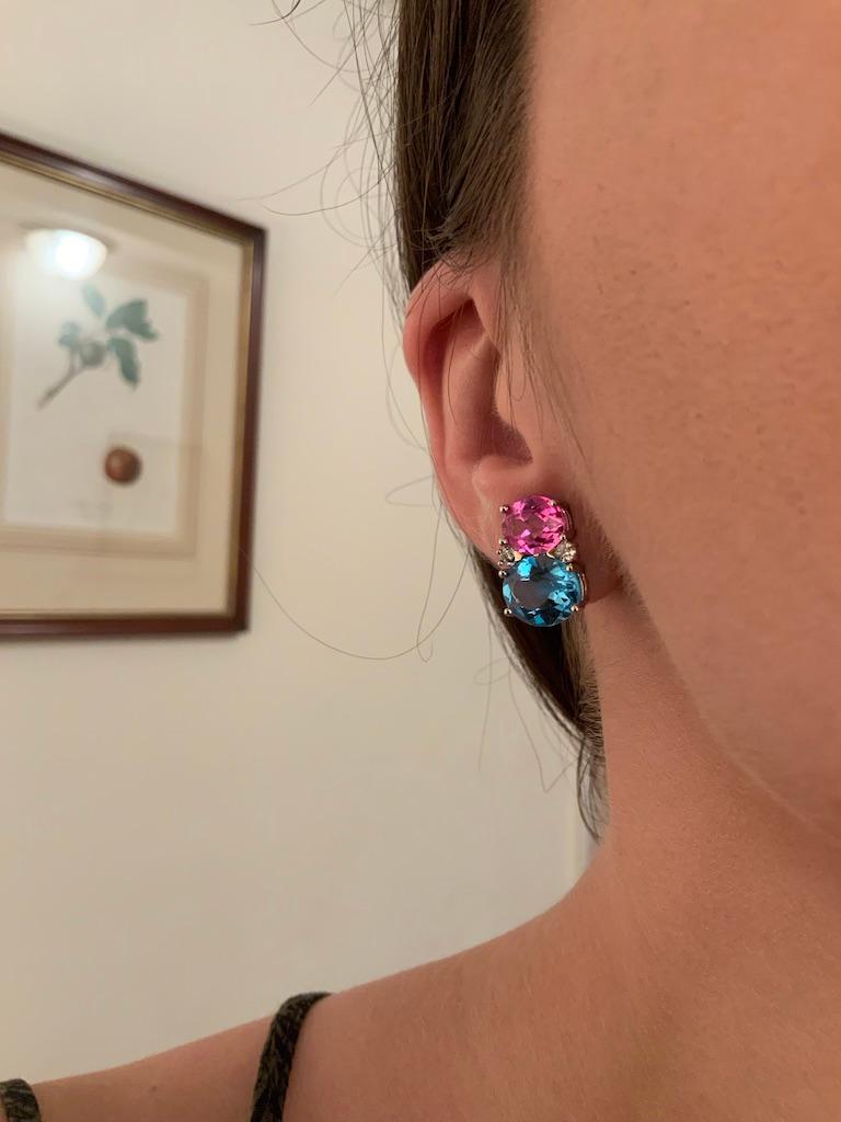 Medium GUM DROP™ Earrings with Peridot and Blue Topaz and Diamonds