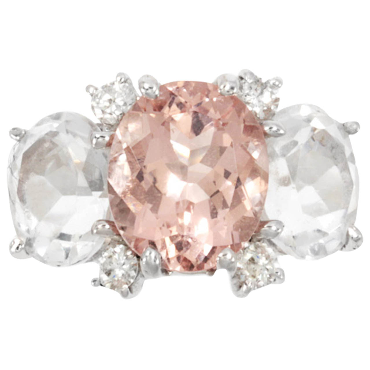 Medium GUM DROP™ Ring with Kunzite and Rock Crystal and Diamonds