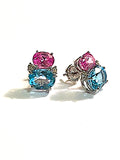 Mini GUM DROP™ Earrings with Pink Topaz and Blue Topaz and Diamonds