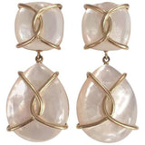 Rock Crystal and Gold Wrapped Cushion Drop Earrings