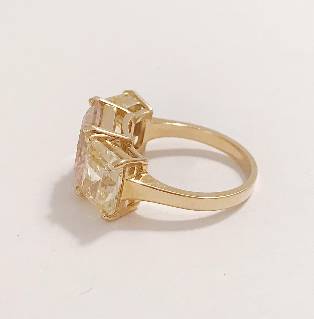 Yellow Gold Zircon Mini Emerald Cut Ring