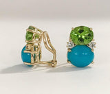 Medium GUM DROP™ Peridot Turquoise Diamonds Earrings