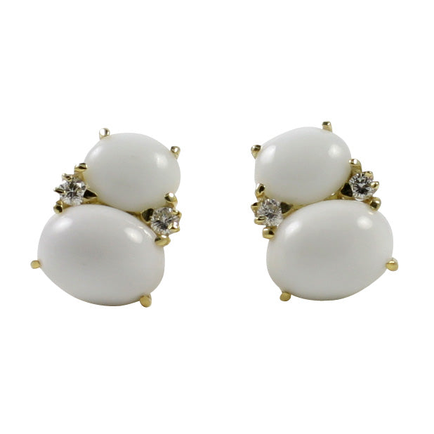 Large GUM DROP™ Earrings with Cabochon Turquoise and Diamonds
